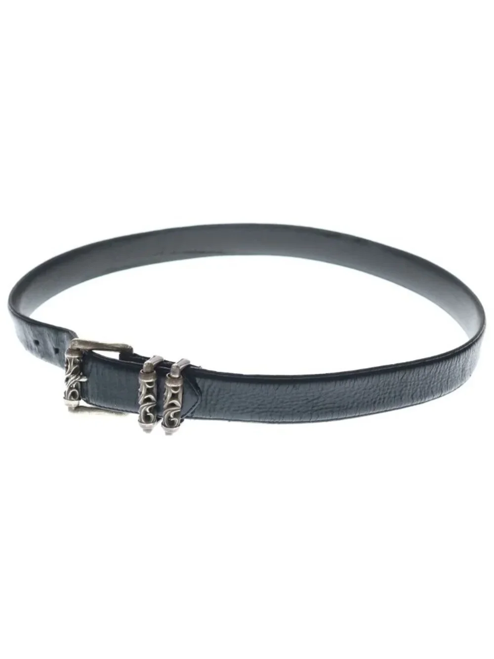 Chrome Hearts Vintage Blt Roller Buckle Leather Belt Silver